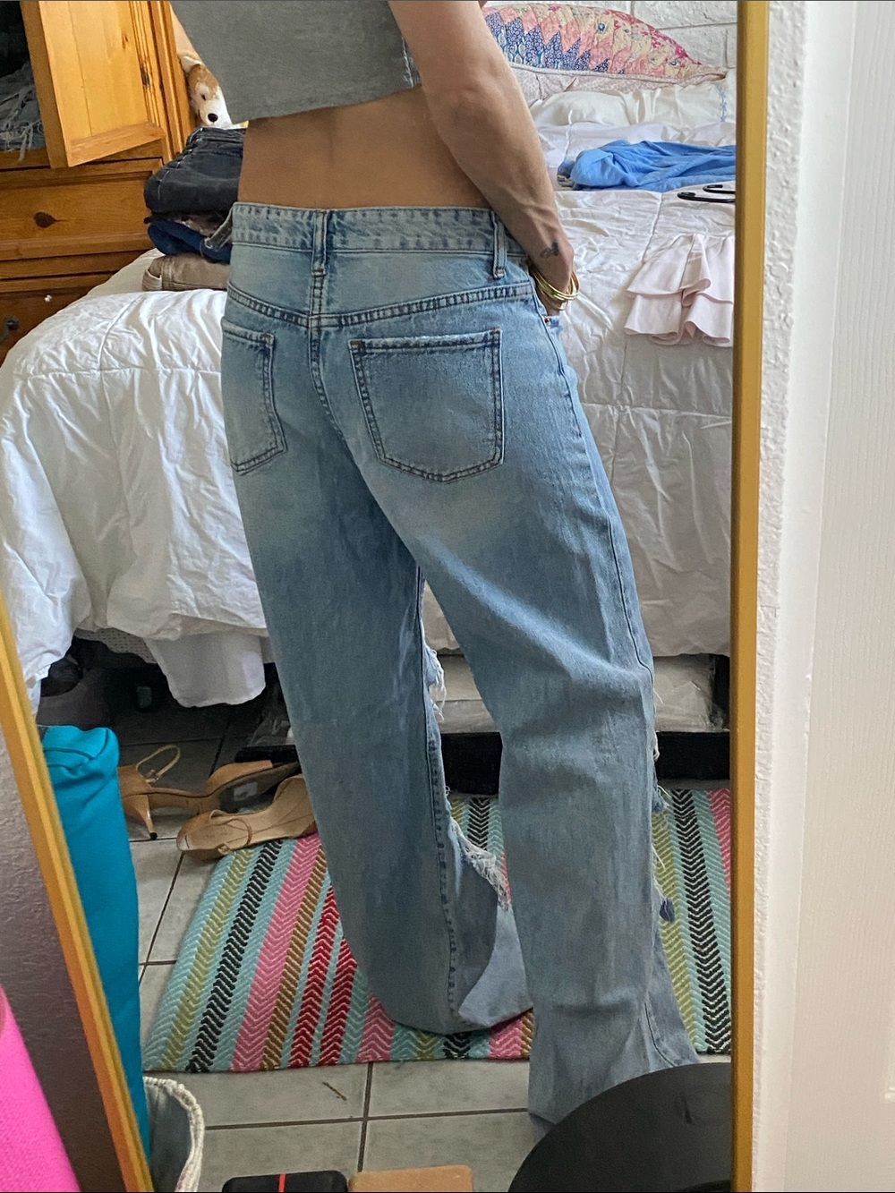 🌼 S.O.N.G. Wide-Leg Distressed Light Blue Women’s Street Jean size 7/28